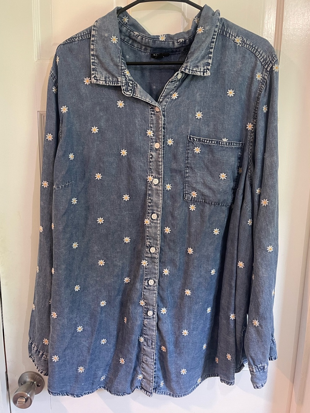 Torrid Embroidered Daisy Denim Shirt